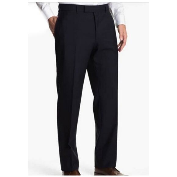 BOSS HUGO BOSS James Brown Pants 33R Black Virgin Wool Stretch Blend Work Office - Picture 1 of 16